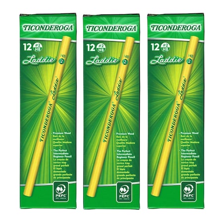 Ticonderoga Laddie Wood-Cased Pencils, No 2 HB Soft, Yellow, 72PK 13040